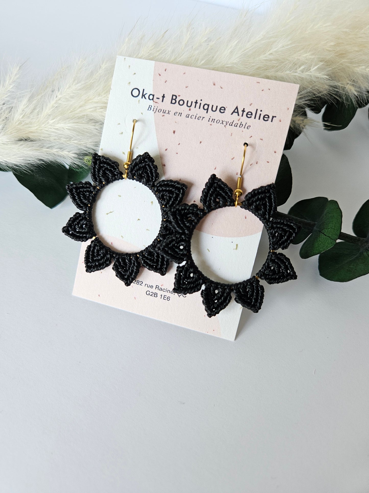 micro macramé earring (Stainless steel)
