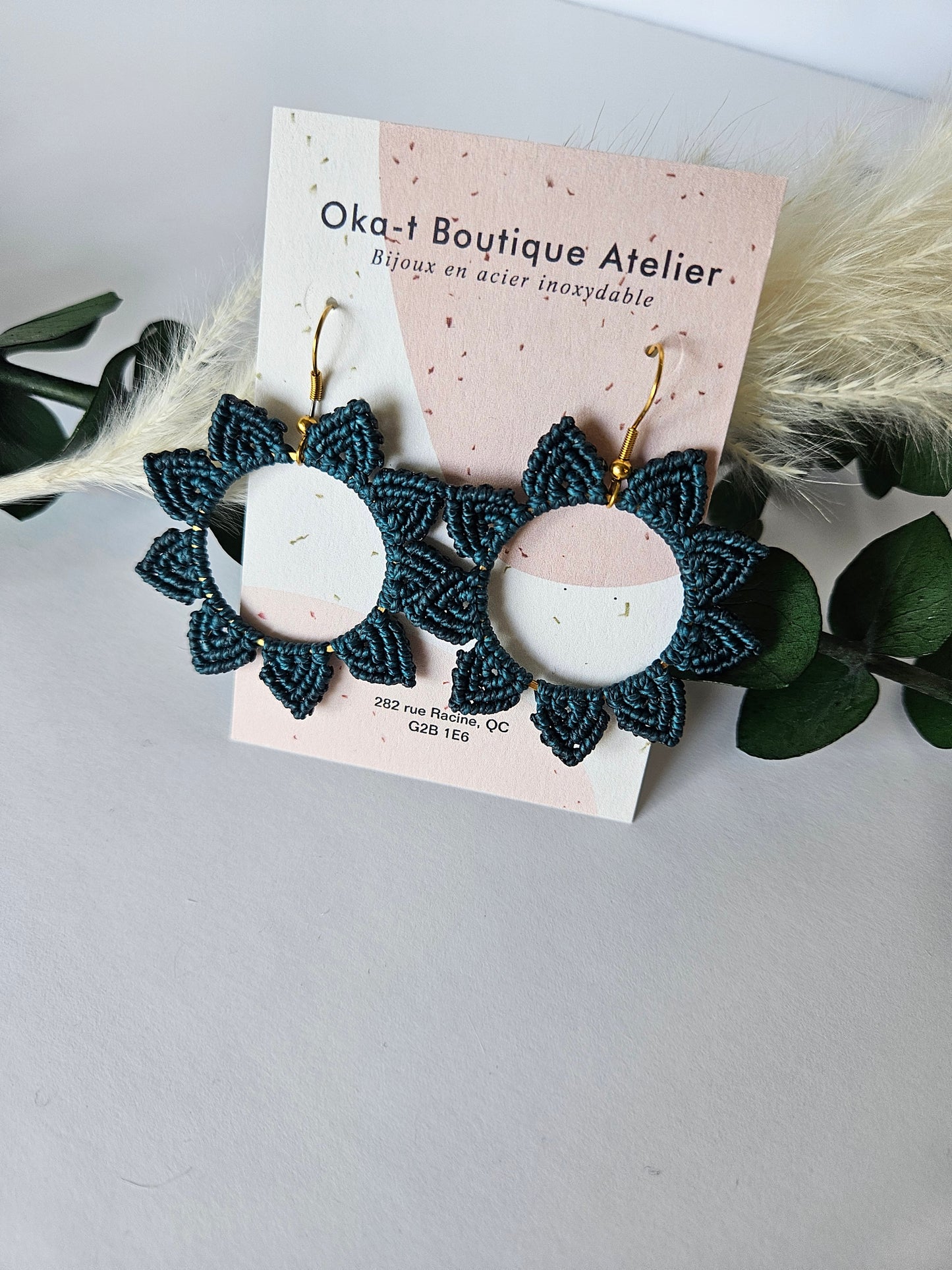 micro macramé earring (Stainless steel)