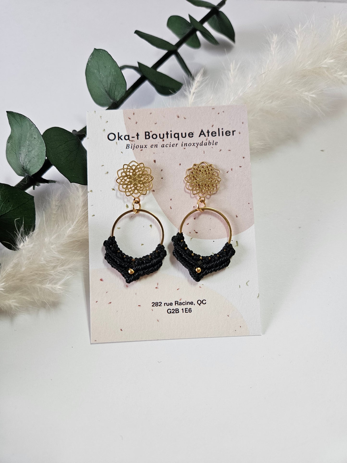 Boucles d'oreilles en micro macramé