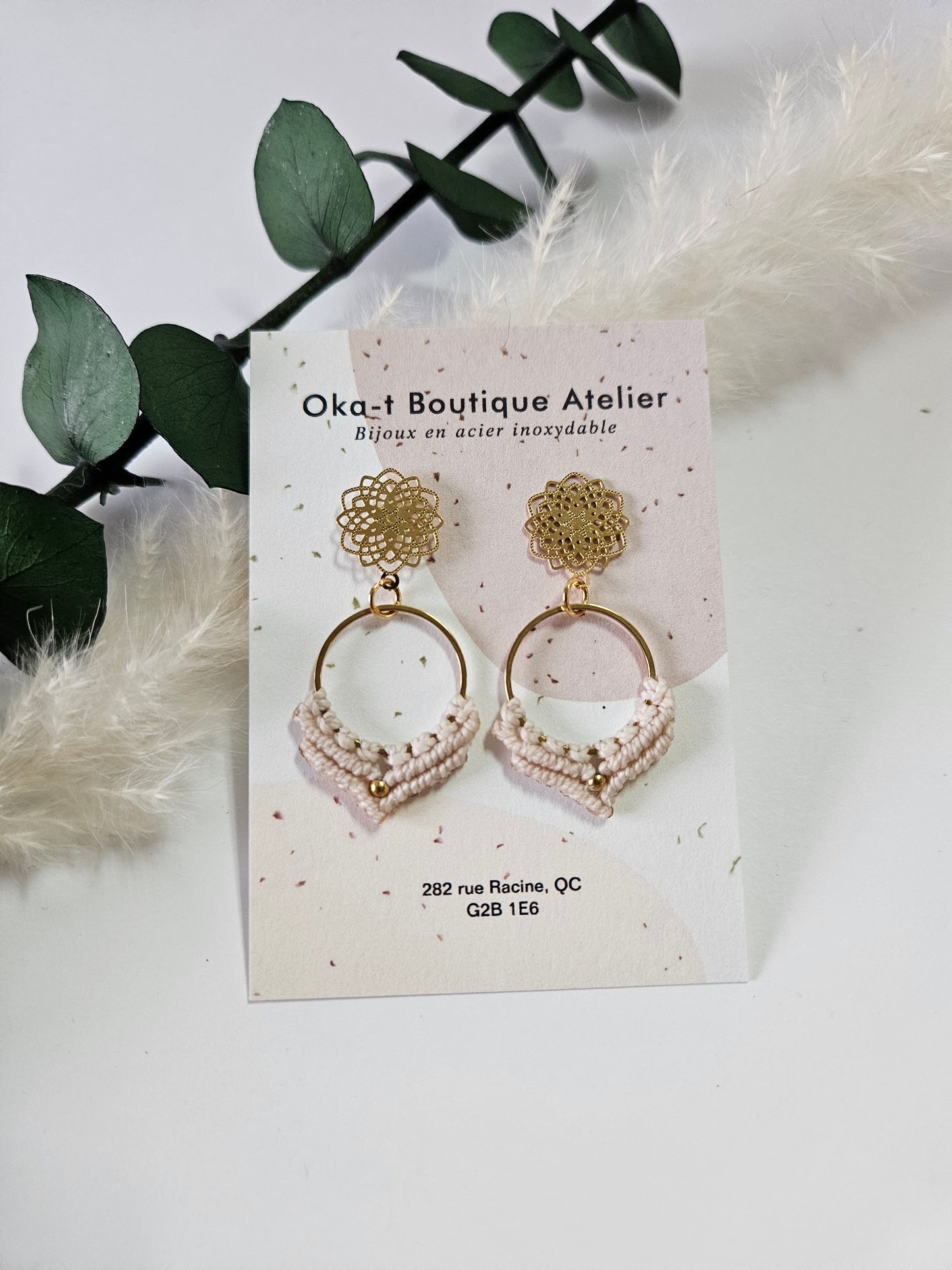 Boucles d'oreilles en micro macramé
