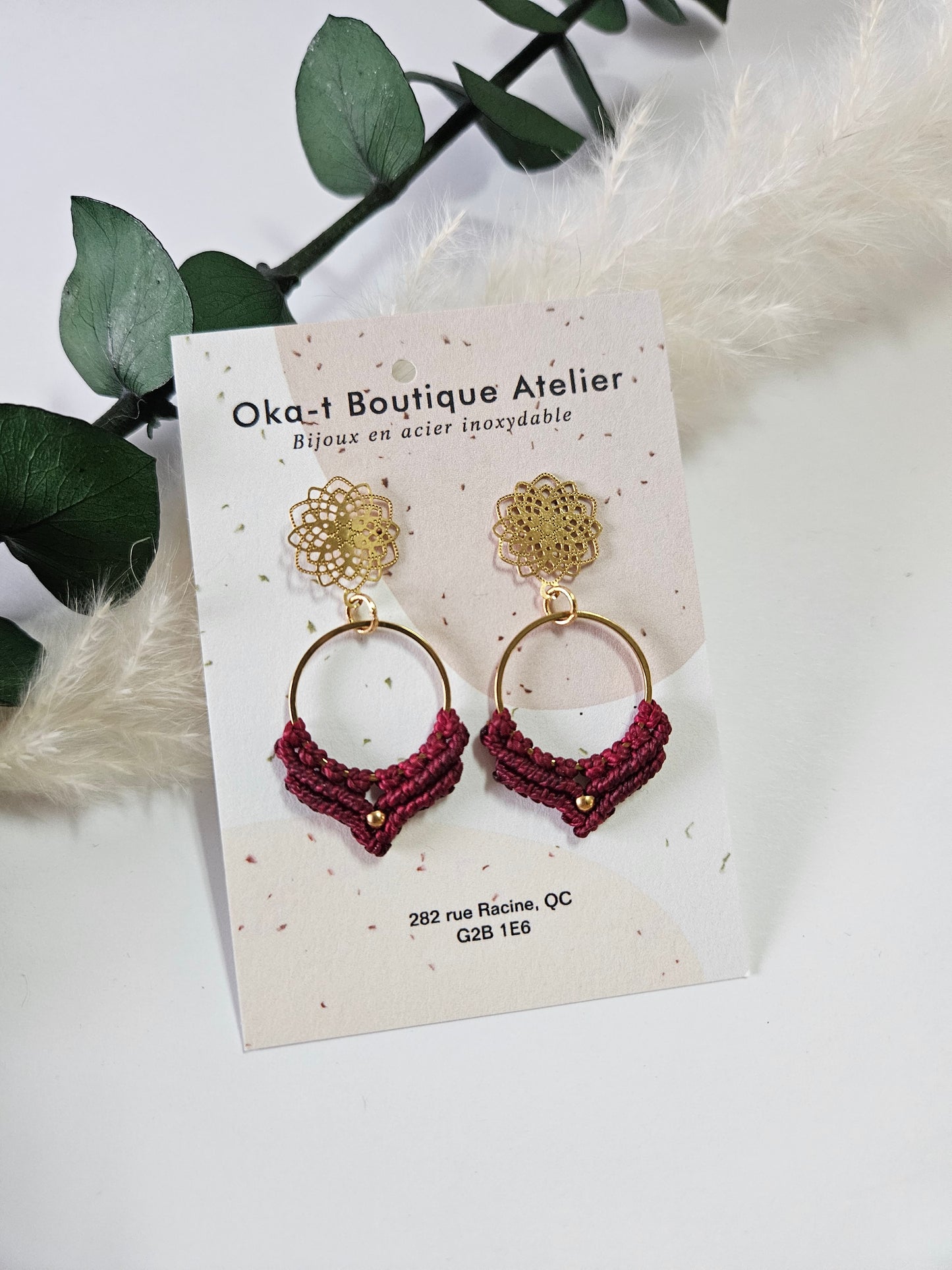 Boucles d'oreilles en micro macramé