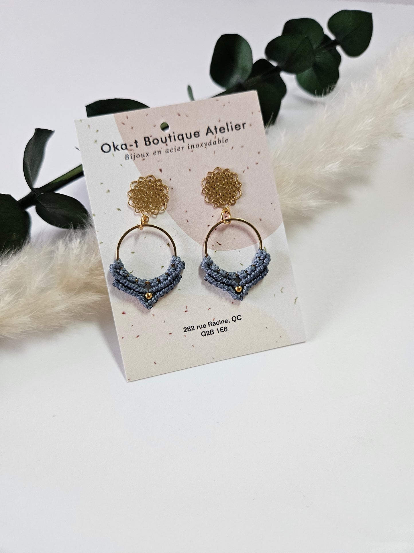 Boucles d'oreilles en micro macramé