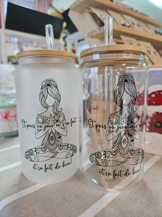 Verre réutilisable avec couvercle de bamboo