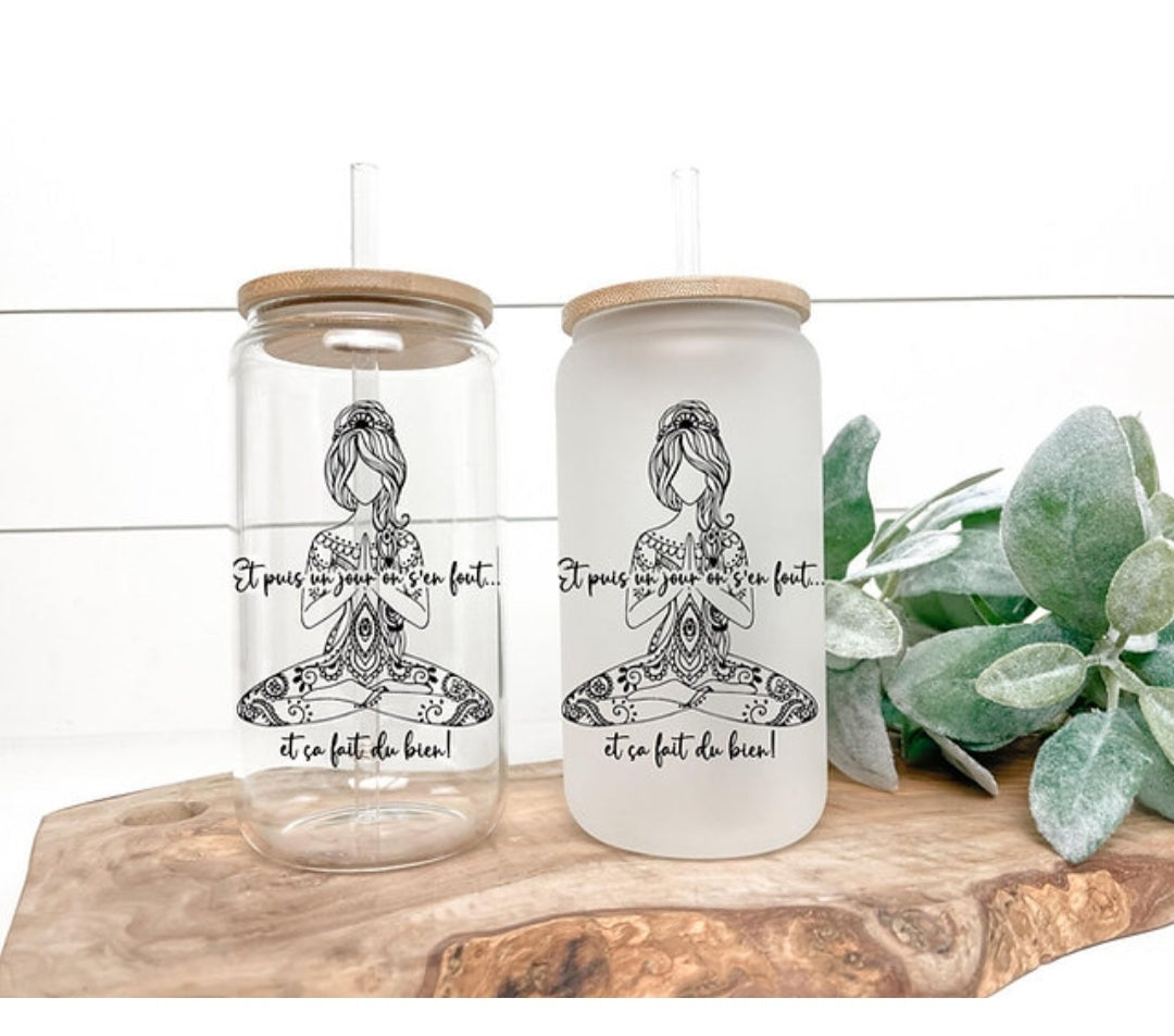 Verre réutilisable avec couvercle de bamboo