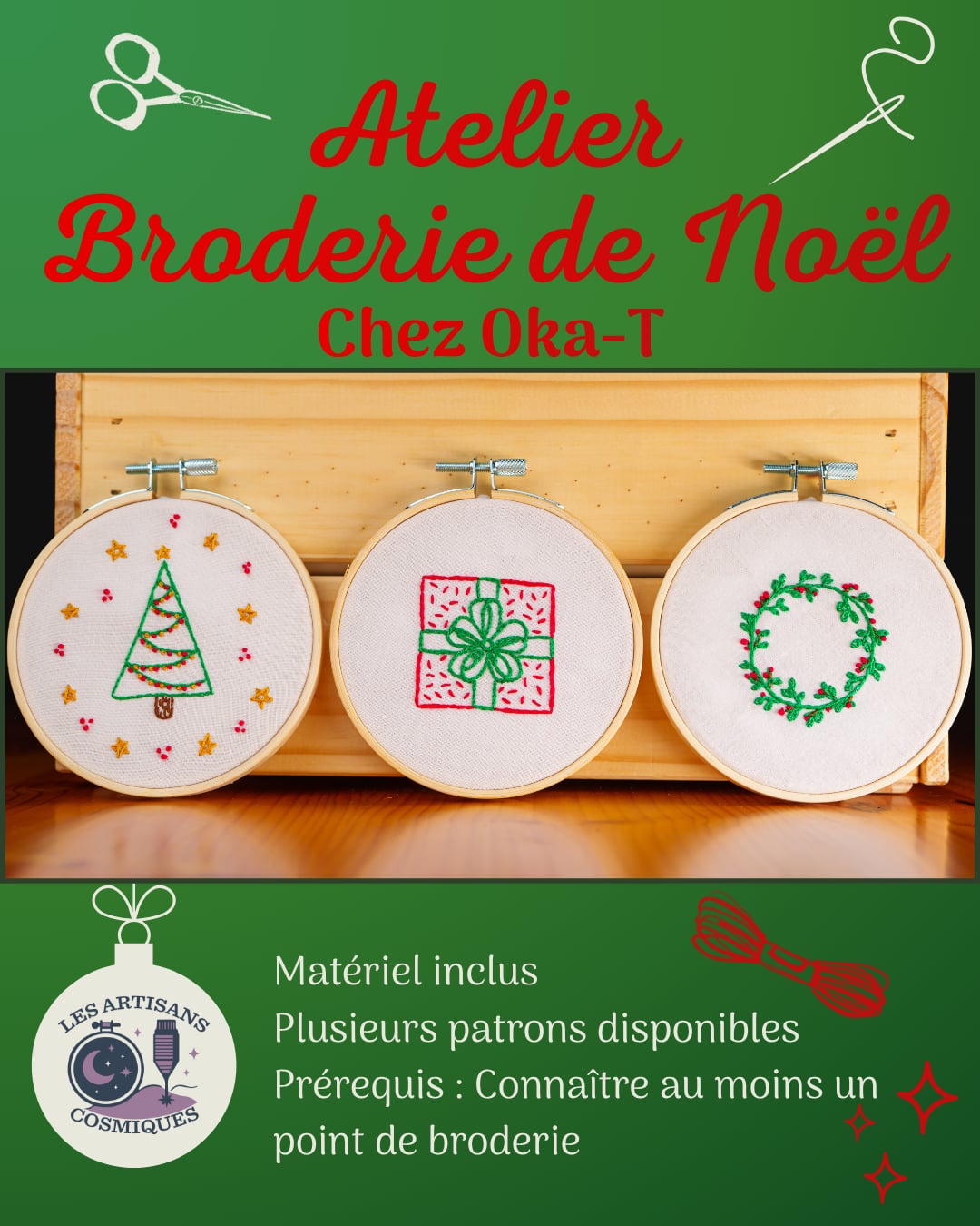 Atelier broderie de Noël avec Les Artisans Cosmiques (26 novembre)